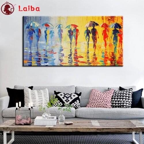 Diamond Embroidery Abstract art, crowd with umbrellas 5D DIY Diamond Painting Diamond Mosaic needlework living room decor