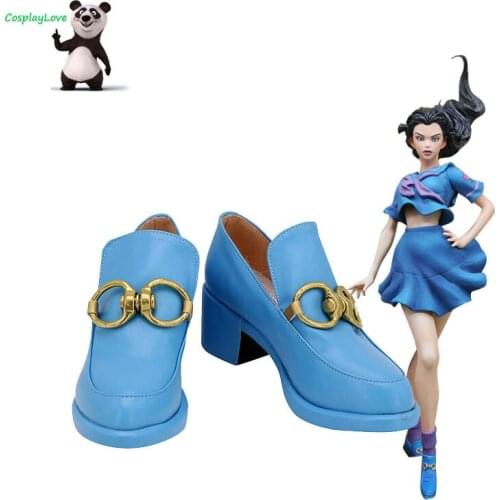 JoJos Bizarre Adventure: Diamond is Unbreakable Yukako Yamagishi Blue Cosplay Shoes Boots Leather Custom Made For Halloween