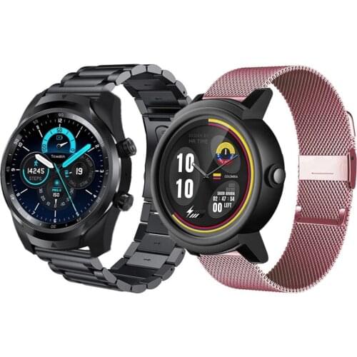 Stainless Steel Wrist Strap For Ticwatch Pro 3 2021 2020 Mesh Loop Bracelet For Ticwatch E2 S2 GTX Metal 22mm Smart Watch Bands