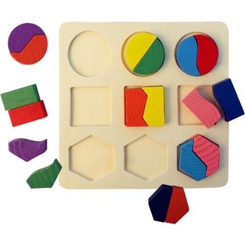 Wooden Geometric Shapes Montessori Puzzle Sorting Math Bricks Preschool Learning Educational Game Baby Toddler Toys for Children