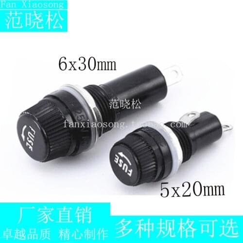 10PCS Insurance seat black FUSE fuse holder 5*20/6*30mm spiral fuse holder 5x20/6x30mm bakelite electric 10A/250V fuse