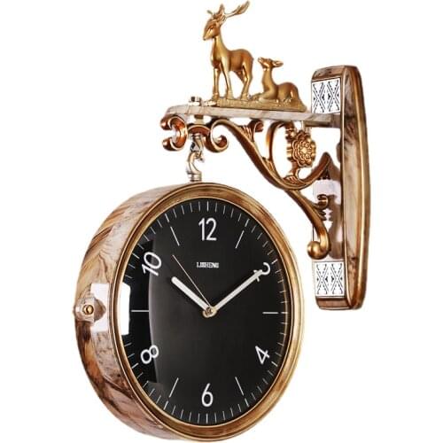 Double Sided Quartz Wall Clock Living Room European Modern Wall Clock Minimalist Nordic Luxury Silent Fashion Home Watch W6B
