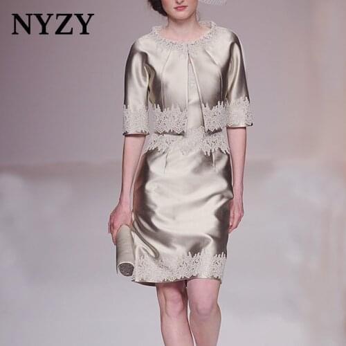 Elegant 2 Piece Bolero Short Mother Of The Bride Groom Dresses 2019 NYZY M191 Wedding Party Dress Godmother Gown Formal Dress