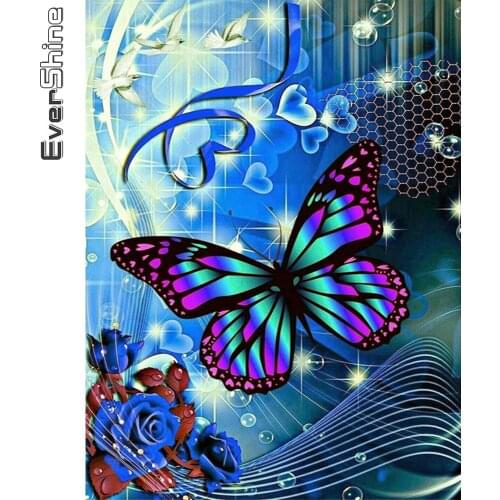 Evershine Diamond Painting Butterfly Animal Cross Stitch Diamond Embroidery Flower Full Square Round Drill Mosaic DIY Handicraft