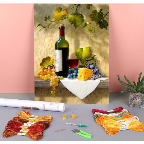 Fruit Kitchen Printed 11CT Cross-Stitch Full Kit DIY Embroidery DMC Threads Knitting Sewing Handicraft Painting Room Needle