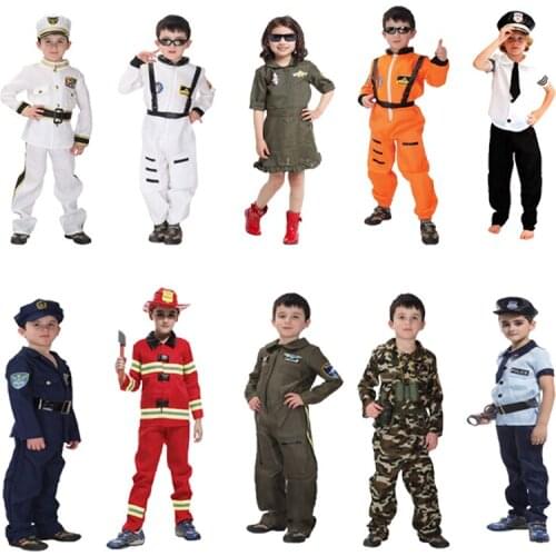 Occupational Role Play Astronaut Costume Career Party Cosplay Policeman Air force Soldier Firefighter Dress Up Costume For Kids