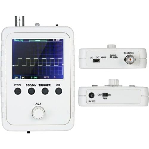 DSO150 2.4" TFT Digital Oscilloscope Kit with Power Adapter BNC-Clip Cable Probe mini tablet oscilloscope 1MSa/s 0-200KHz