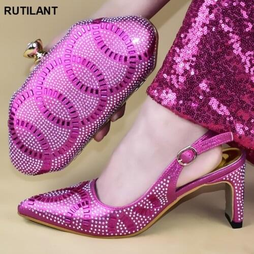 Matching Shoes and Bag Set In Heels African Matching Shoes and Bag Italian In Women High Quality African Shoe for Wedding Italy