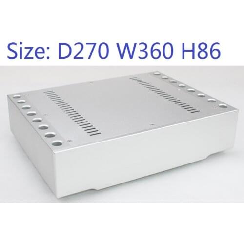 Size D270 W360 H86 DAC Amplifier Case Aluminum Chassis Power Supply DIY Case WA72 Full Silver Luxury Class A Preamp Amplifier
