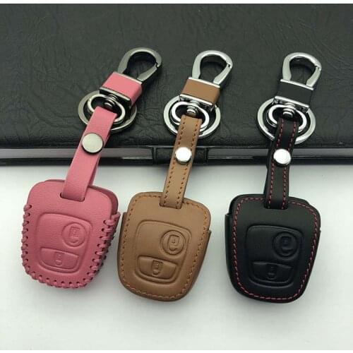 Gzyoumei Car Key Cover Leather Case For Citroen c4 c5 Berlingo Picasso Xsara Picasso Aygo For Peugeot 206 207 307 107 406 408