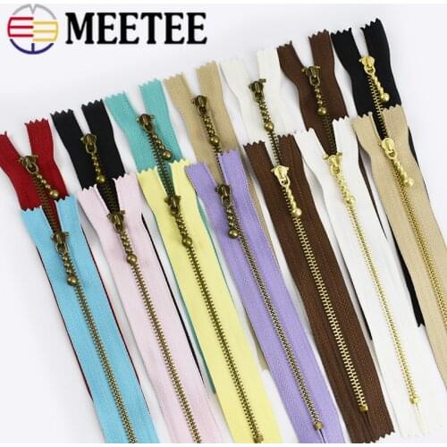 10pc Meetee Metal Zipper 15/18/20/25cm 3# Bronze Zip Close-end DIY Bag Shoes Clothes Repair Zippers Tailor Craft Sewing Acessory