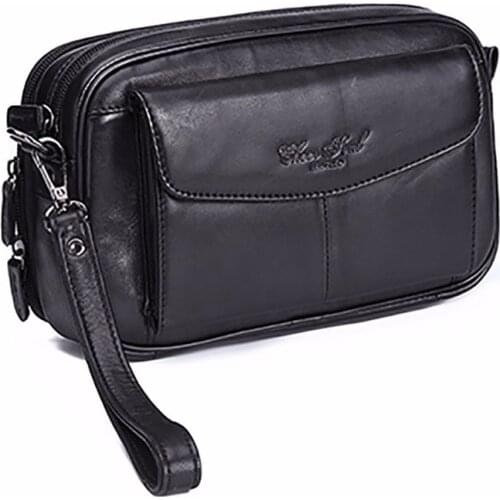 High Quality Genuine Natural Leather Hand Bag Men Casual Long Wallet Purse 6.4 Inch Mobile Cell Phone Male Handy Clutch Bags New