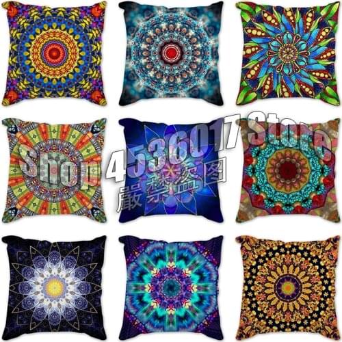 Boho Mandala Cushion Cover Ethnic Trend Style Pillowcovers Colorful Home Decorative Sofa Cushions Throw Pillowcase Side Printed