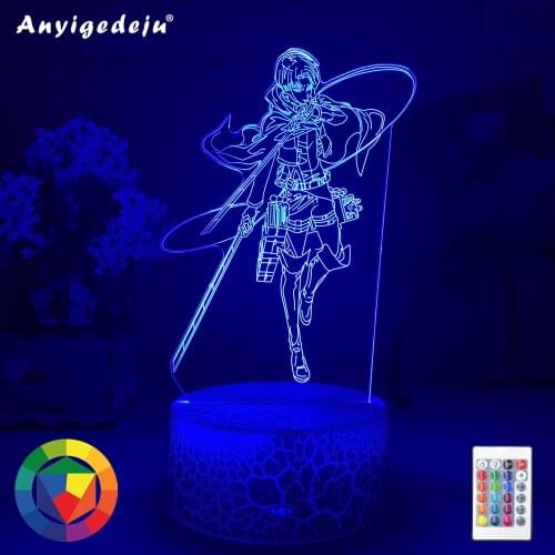 Newest Anime 3d Lamp Attack on Titan Levi Ackerman light for Bedroom Decoration Kids Gift Attack on Titan LED Night Light Levi