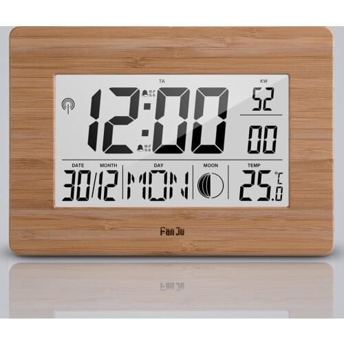 Original Big Screen Digital Dual Alarm Clock Indoor Temperature Snooze Clock Moon Phase Calendar LED Desk Clock Modern