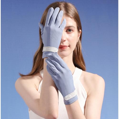 Sunscreen Gloves Summer Thin Woman Driving Outdoor Cycing Silicone Non-slip Breathable Anti-ultraviolet Ice Silk Sleeves Mitten