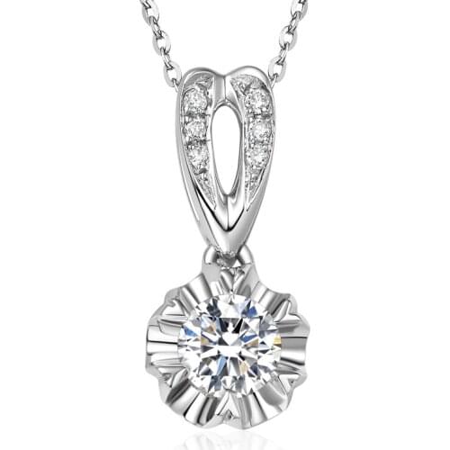 18K Au750 White Gold Women Pendants Necklaces Flower Wedding Anniversary Engagement Party Moissanite Diamond Pendants Necklaces