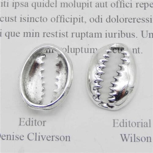 Julie Wang 10PCS Shell Charms Jagged Conch Alloy Antique Silver Color Connector Bracelet Jewelry Making Pendant Accessory