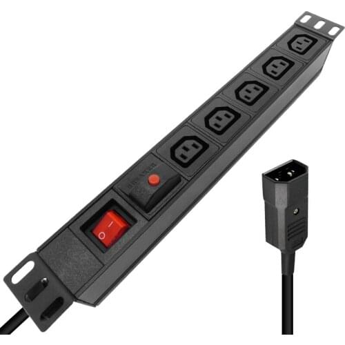 5 AC C13 Distribution Unit Strip Leakage Surge Protector Network Cabinet Socket With 2m Extension Cord UK EU US C14 AU PLUG