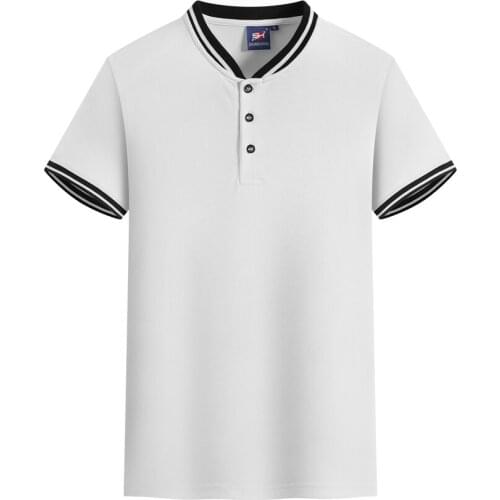 SH001 New Arrival Stand Collar Golf T-Shirt Man 220gsm Fast Dry Ice Cotton Button Fly Plain Polos Summer 14 Colors For Selection