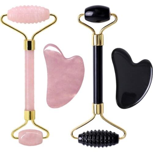 Gouache Scraper For Face Jade Roller Massage Gua Sha Back Scratcher Gua Sha Board Rose Quartz Jade Roller Head Massagers Tools