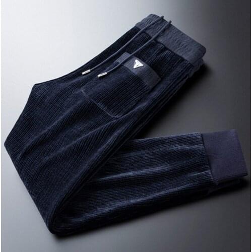 Light luxury corduroy trousers for men with thickened feet, warm winter corduroy loose sports mens trousers