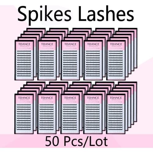 TDANCE 50pcs Spikes Wispy Extension Lashes Individual Fairy Dramatic Fluffy Soft Promade Natural Professional Makeup Eyelashes
