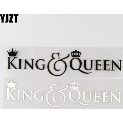 YJZT 17.4×4CM KING QUEEN Vinyl Decal Car Sticker Personality Word Decor Cartoon Black/Silver 4C-0392