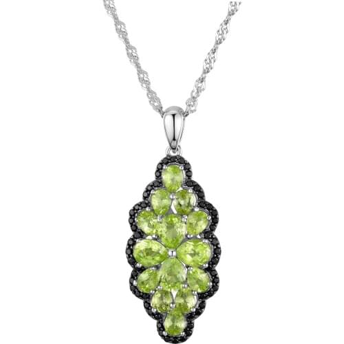 GZ ZONGFA Luxury Custom Natural Peridot Black Spinel Gem 925 Sterling Silver Pendant Necklace jewelry