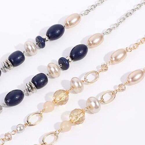 ZV 1pcs Silica Gel Mask Hanging Chain Women Girl Gift Face Cover Black Bead Necklace Sunglasses Strap For Mask Jewelry