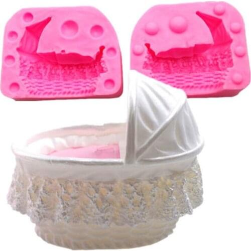 1Pc Cake Mold 3D Baby Kid Crib Bassinet Cradles Carriage Car Silicone Mold Cake Mould Fondant Tools Decor Mold Cupcake
