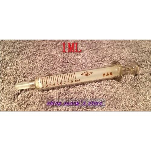 1Pcs 1ml Glass Syringe Injector Glass Sampler Lab Glassware Brand New
