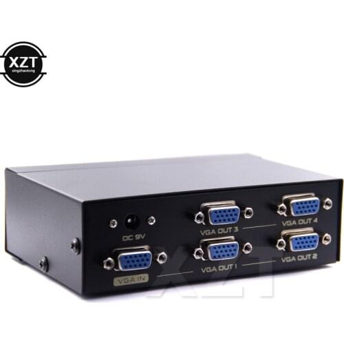1PCS Video Converter 1-in-4-out 350Mhz 4 Port VGA Video sharing Support 2048 * 1536 Converter VGA Audio adpater power supply