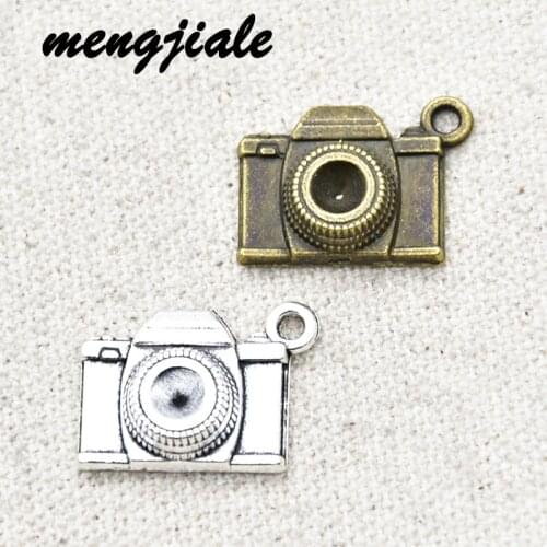 10pcs Wholesale Two Color Camera Charms Alloy Metal Pendants For DIY Handmade Jewelry Accessories Making 21*15mm