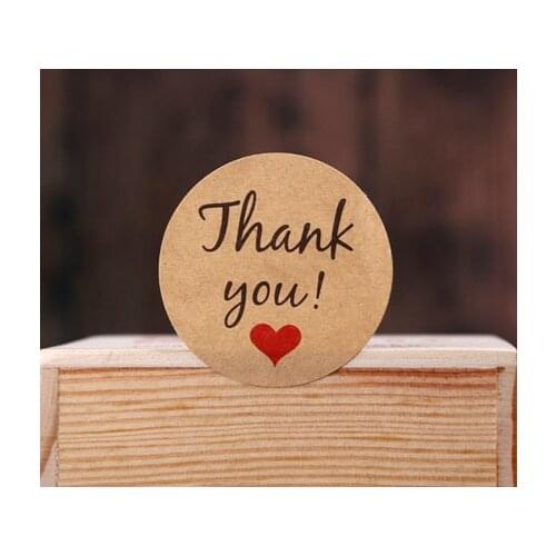100pcs/lot Thank you with heart series paper seal sticker Kawaii adhesive stickers for homemade bakery&gift packaging (ss-a659)