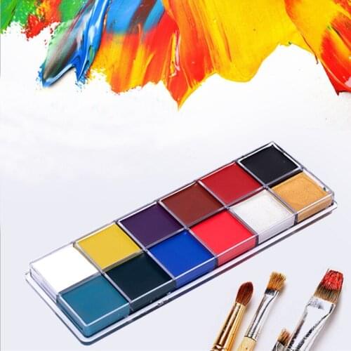 12 Colors Body Painting Play Clown Face Body Art Painting Oil Painting Tattoo Halloween Party Makeup Cosmetic Bodypainting