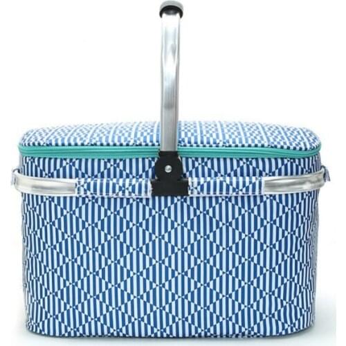 25L Outdoor Picnic Bags Foldable Handle Insulated Cooler Lunch Bag Collapsible Waterproof Zippered Tote Camp Cooking Supplies