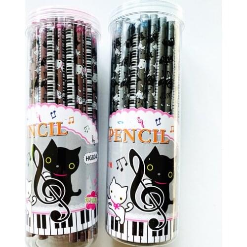 4pcs/lot Cute Cat And Piano 2B Standard Wooden Pencil Student Stationery Writing Drawing Pencils School Office Supply