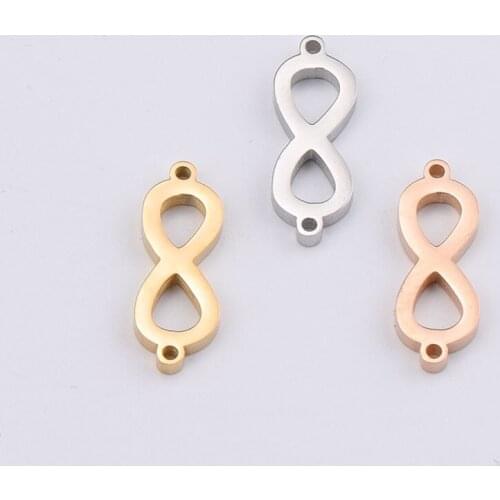 7x21MM Silver Rose Gold Black Stainless Steel Two Loops Infinity Pendant Charm DIY Supplies 1800460