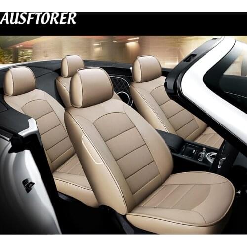 AUSFTORER Custom Automotive Covers Seat for Jeep Renegade Car Seat Cover Set Cowhide Leather Seats Cushion Accessories 2016-2019