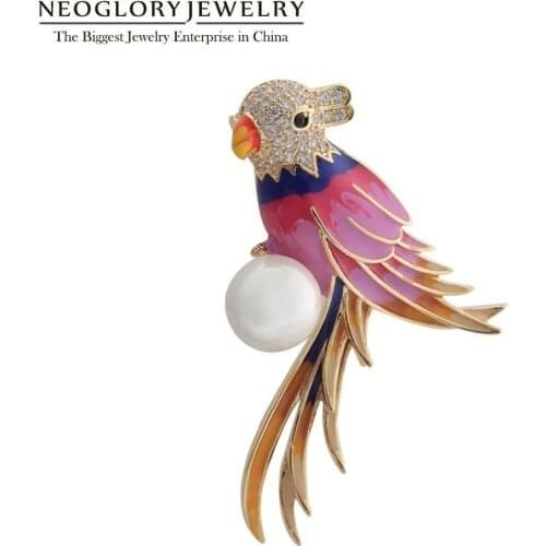 Neoglory Cute Parrot Bird Animal Brooches For Women Vivid Colorful Enamel Jewelry High Quality Gift For Friend 2020 New Design