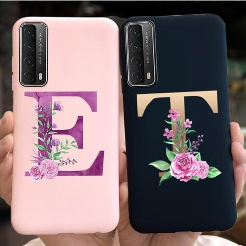 For Huawei P Smart 2021 Case Cute Letters Candy Soft Cover For Huawei P Smart 2021Psmart Floral Pattern Phone Back Cases