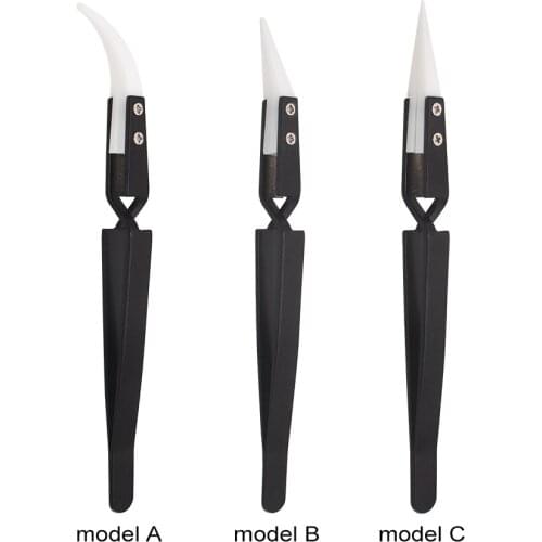 Black Ceramic Tweezers Heat Resistant Cross Lock Reverse Automatic Clamp Nipper Forceps Tweezers For E - Cigarette Heating Coil