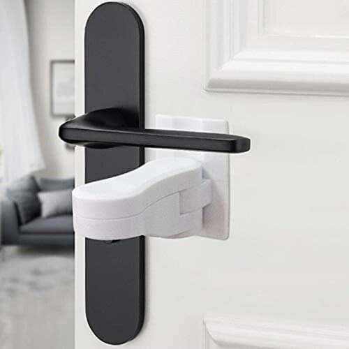 Door Lever Lock Plastic Safety Baby Proofing Door Handle LockChildproofing Door Knob Lock Easy To Install Adhesive