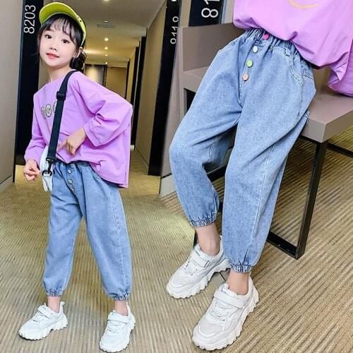 Kids Jeans Baby Girls Jeans Children Toddler Boys Pants Casual Girls Trousers Girls Clothes Girl Wide Leg Jeans for Girl 2-8Y