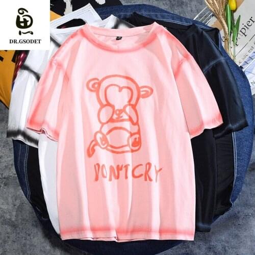 GSODET T-Shirt Couple Hong Kong Style Summer Youth Creative Graffiti Loose Ins Mens and Womens Short-Sleeved Tops