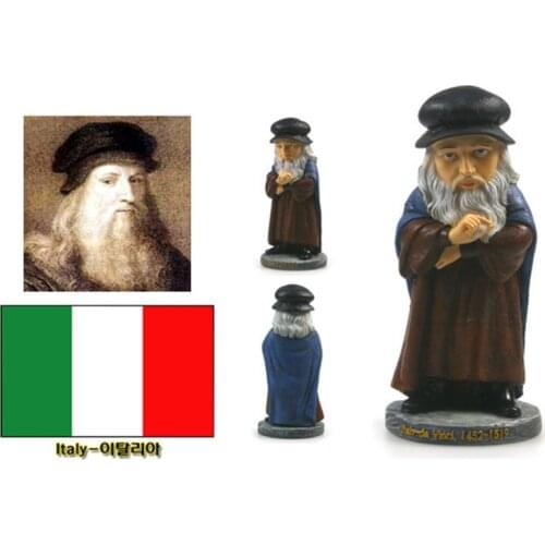 Italy Leonardo da Vinci Creative Resin Crafts World Celebrity Statue Tourism Souvenir Gifts Collection Home Decortion