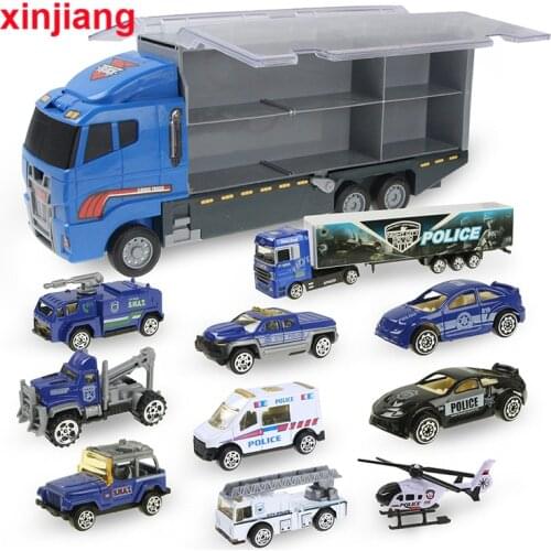 Container Truck Alloy Car Model Series Vehicle Helicopter Tank Toy Car Education Toys for Children Boys Gift