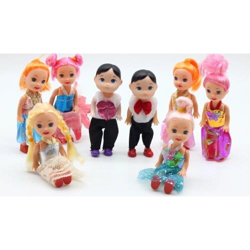 1pc 3.5inch Popular fashion dolls Toys for Girl Dolls 10cm cute small Kelly Boy Son dolls for barbies dolls toys gift