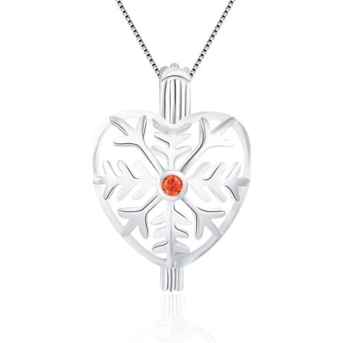 CLUCI 3pcs Silver 925 Zircon Snowflake Pendant Genuine 925 Sterling Silver Women Christmas Gift Wish Pearl Locket SC157SB